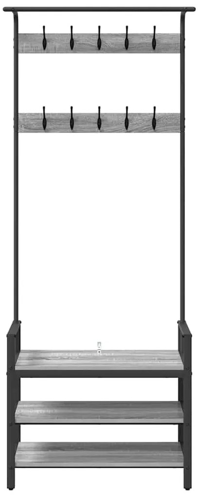 Kabáthorog polcokkal Szürke sonoma 75 x 34 x 184 cm Faanyag