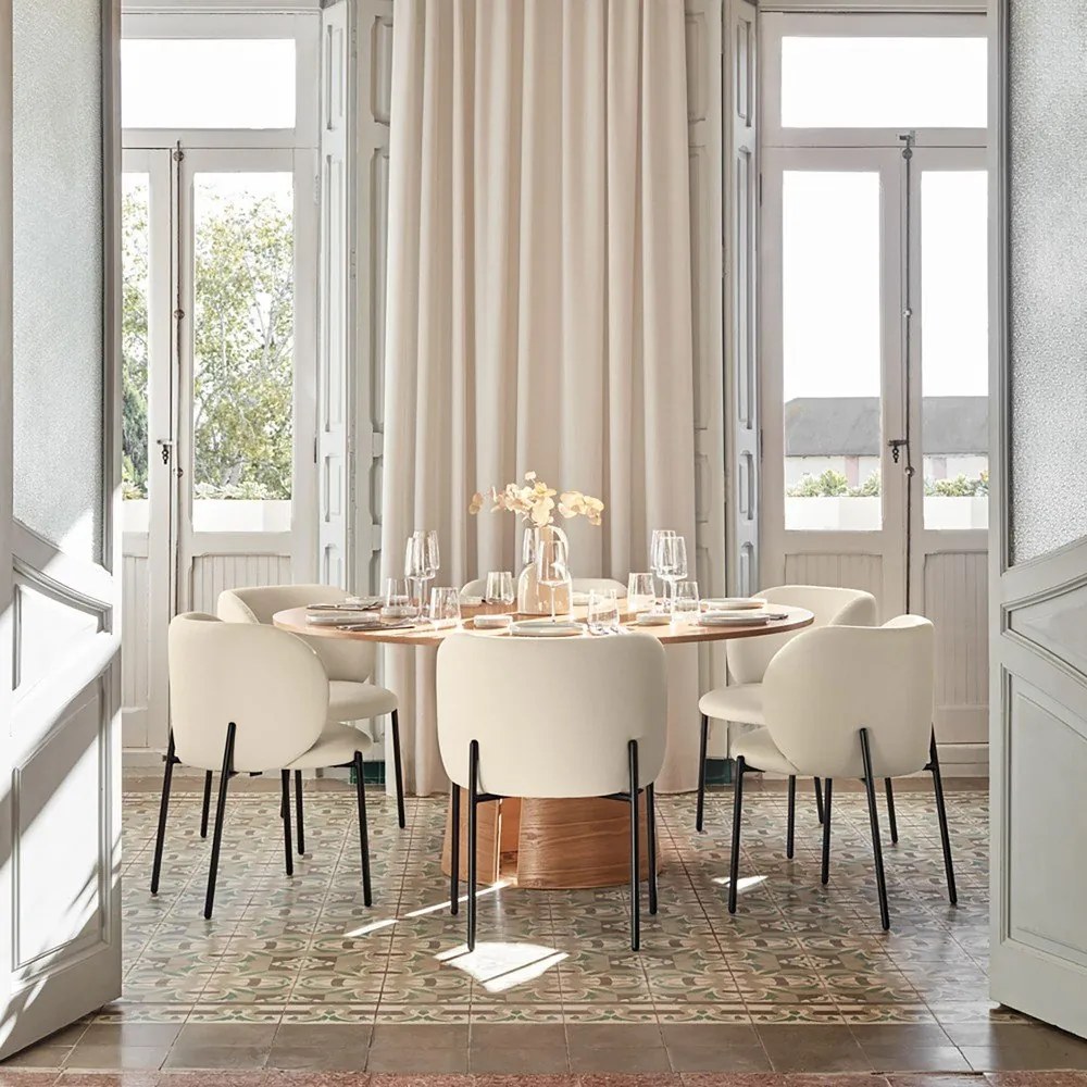 Kerek étkezőasztal kőrisfa dekorral ø 157 cm Cep – Teulat