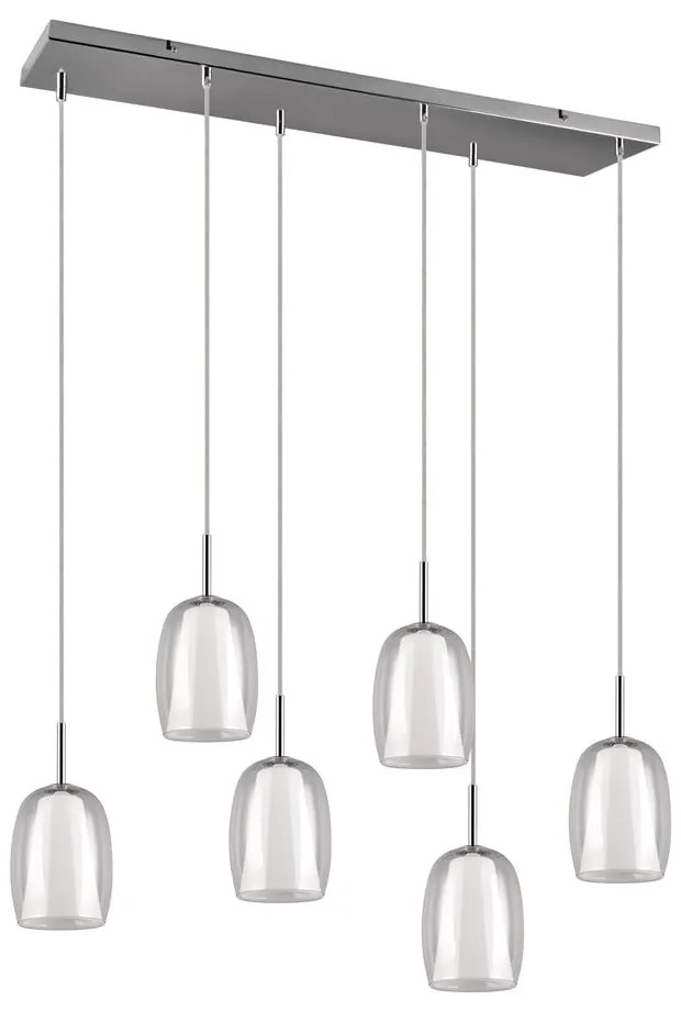 Ezüstszínű függőlámpa üveg búrával Barret – Trio Select