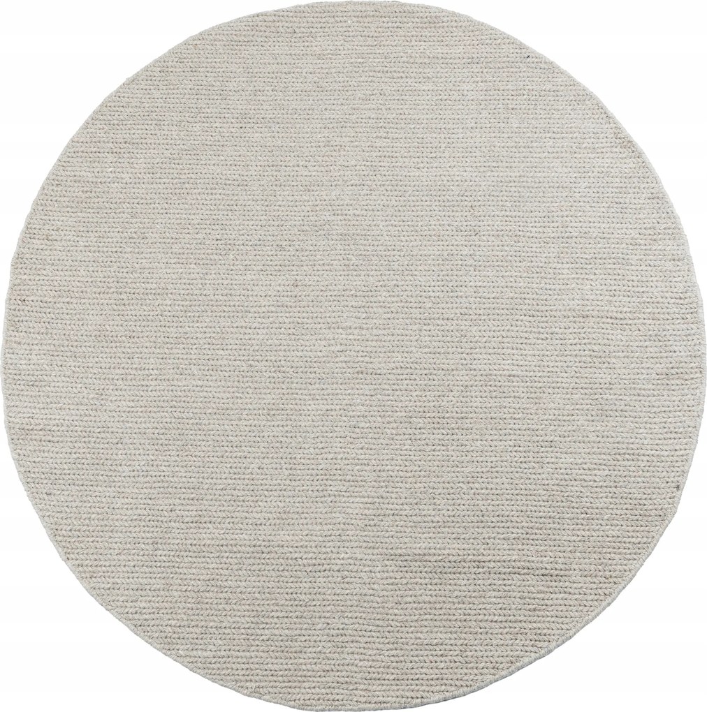 Kerek Szőnyeg Nappaliba Zsinóros Bézs Gyapjú Puha Alma Wool 160cm