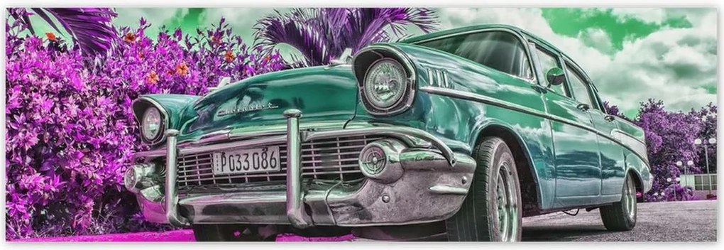 Poszterek 200x66 Klasszikus autó türkizkékben