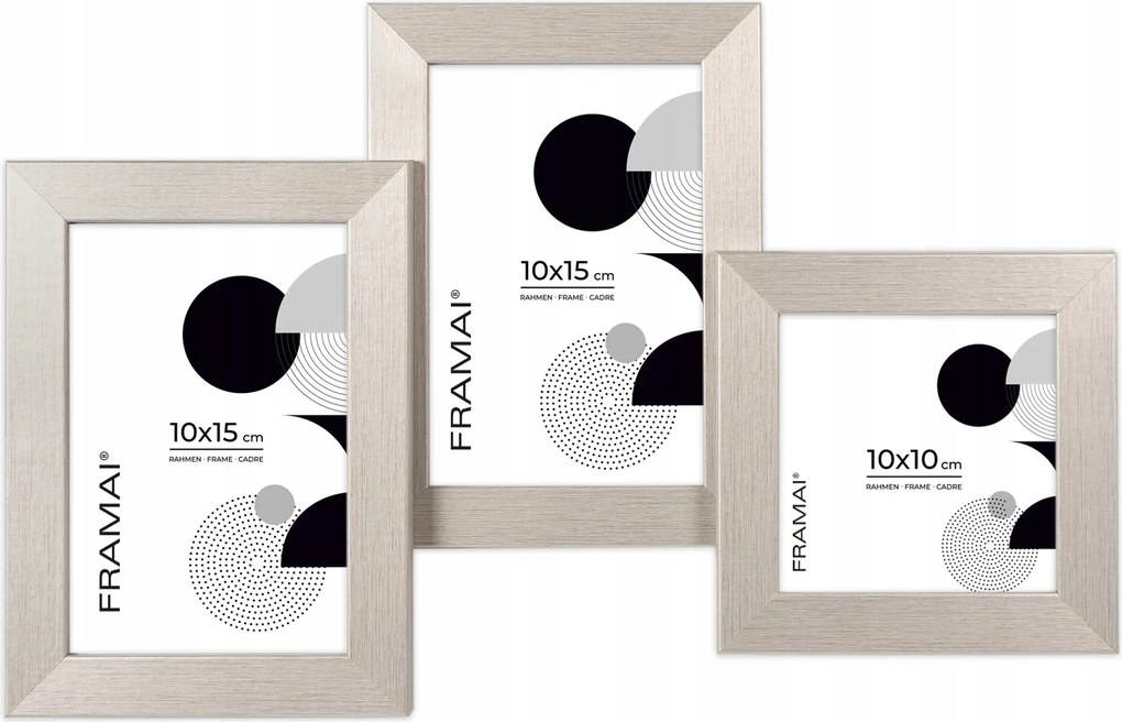 Multirama képkeret 3 képhez 10x15 cm 10x10 cm ezüst Framai