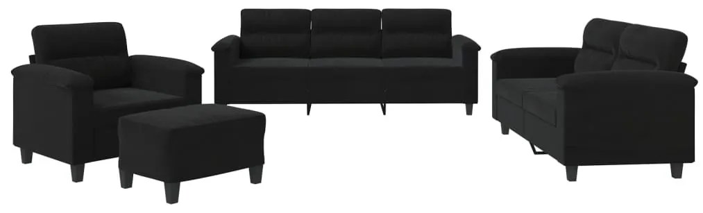 4 részes fekete mikroszálas szövet ülőgarnitúra párnákkal