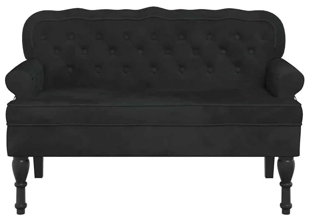 fekete bársony pad háttámlával 119,5 x 64,5 x 75 cm