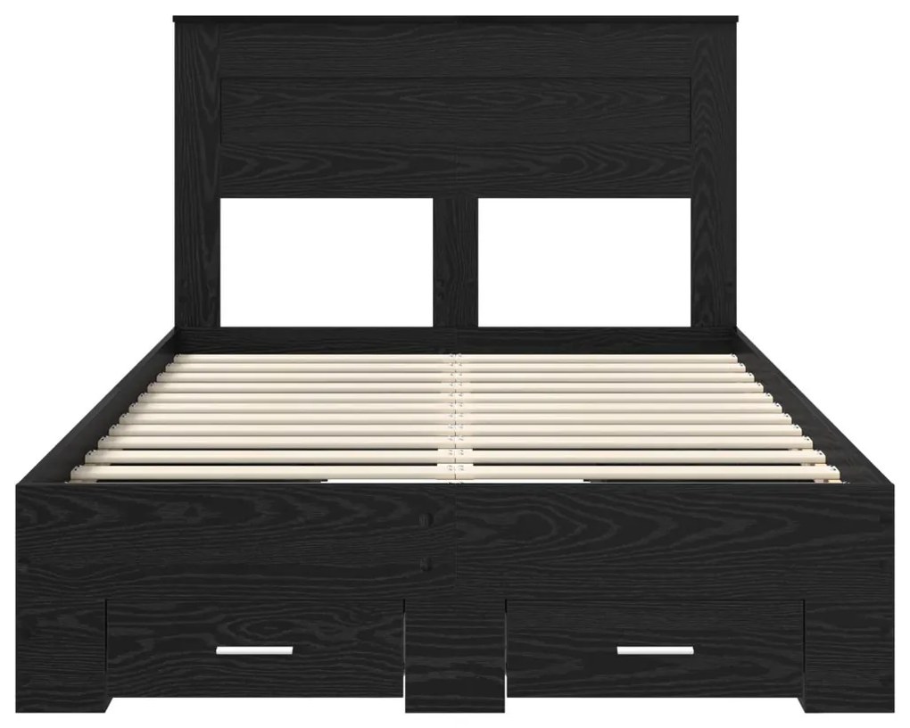 vidaXL Ágykeret fejtámlával fiókkal Fekete tölgy 120 x 190 cm Faanyag