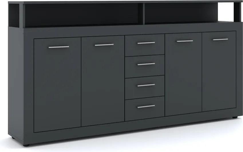 XXL/LUNA komód 4 ajtó / 4 fiók, antracit / antracit