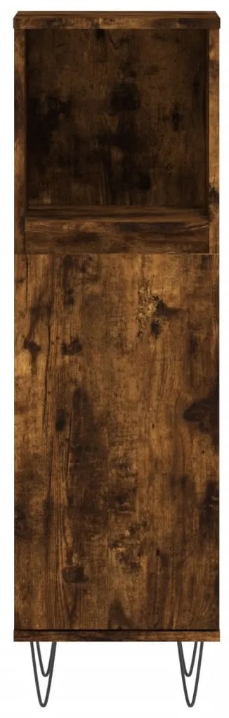 Füstös tölgy színű szerelt fa fürdőszobaszekrény 30x30x100 cm