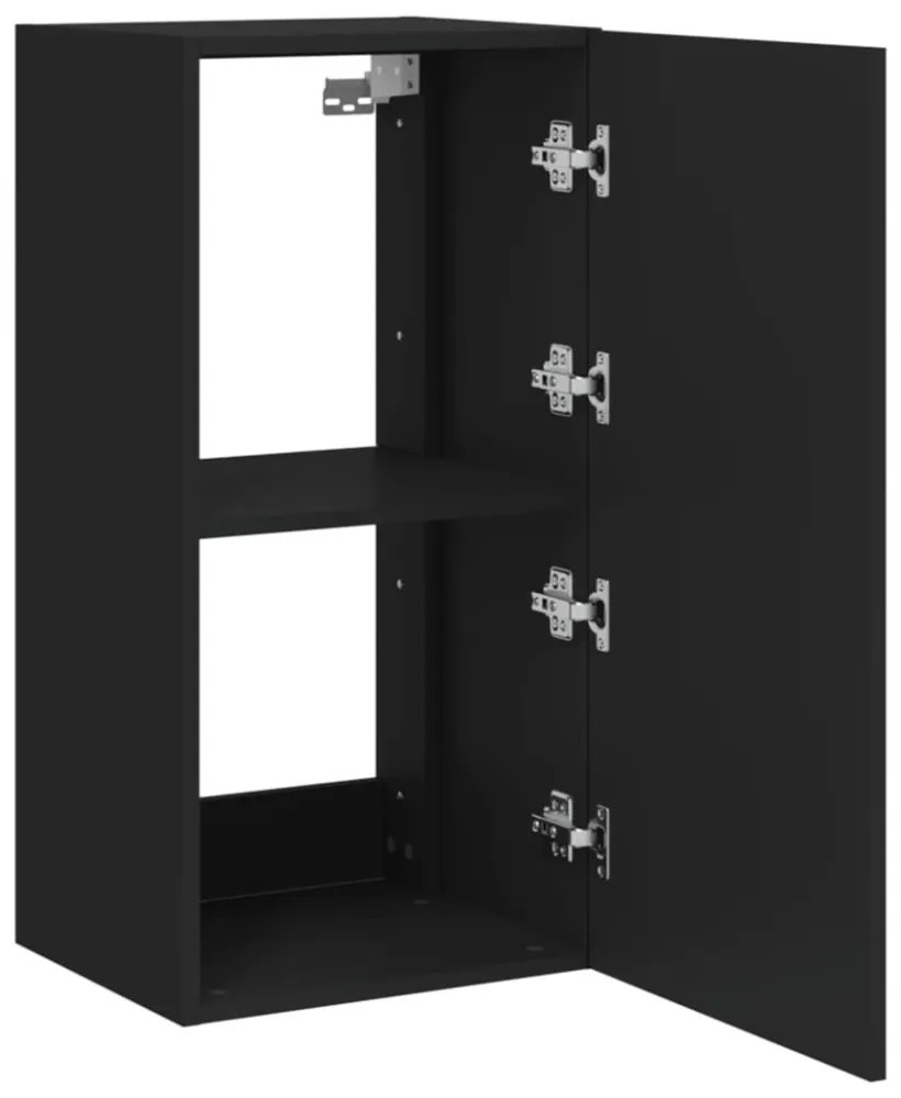 fekete falra szerelhető TV-szekrény LED-del 40,5 x 35 x 80 cm