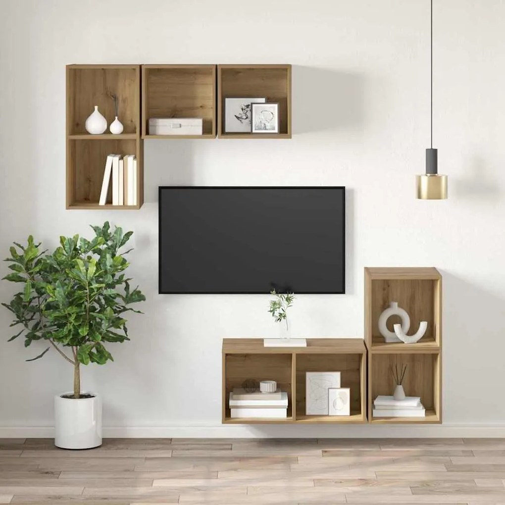 Fali TV szekrény kézműves tölgy 37 x 37 x 72 cm Faanyag