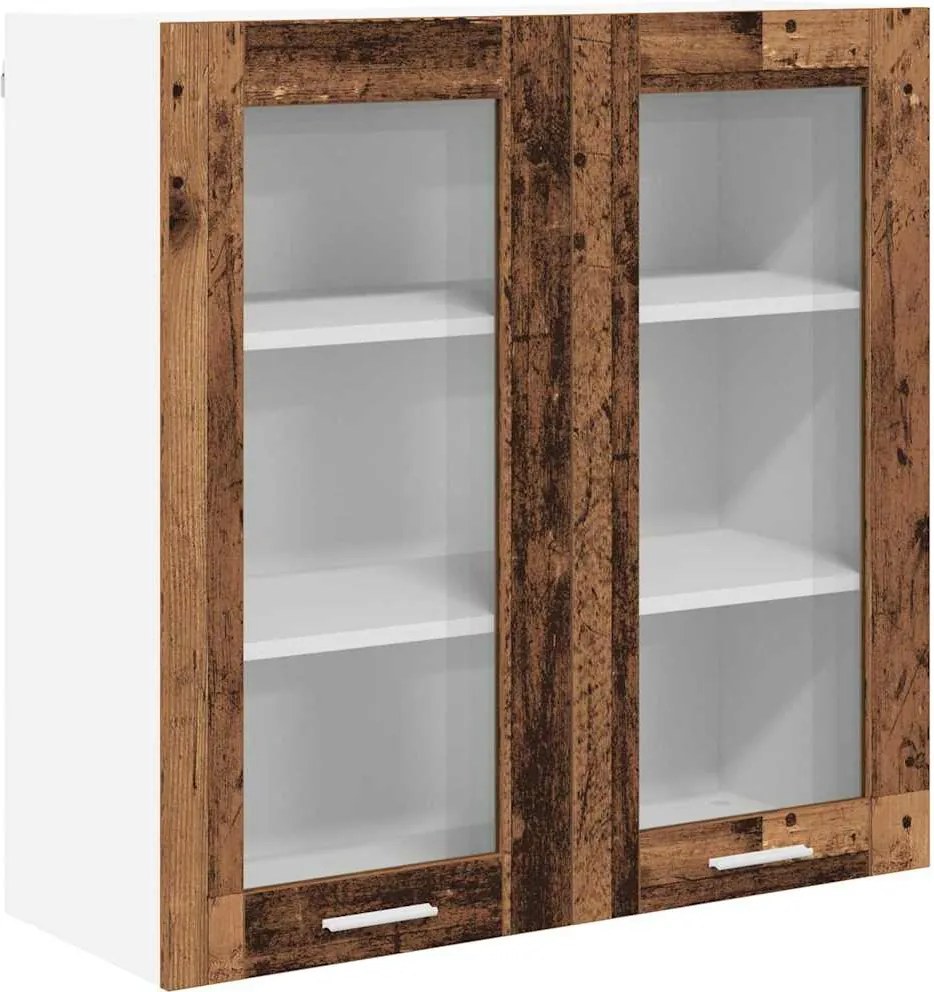 vidaXL Függő szekrény tárolóval Öreg fa 80 x 31 x 80 cm Faanyag