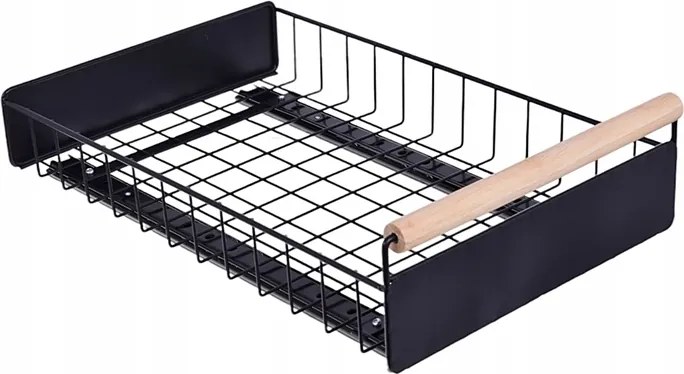 Kosár Kihúzható fiókos konyhai rendszerező fekete 38x24x9cm