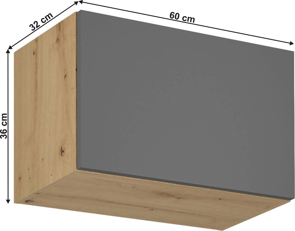 Felső szekrény, artisan tölgy/szürke matt, LANGEN G60KN