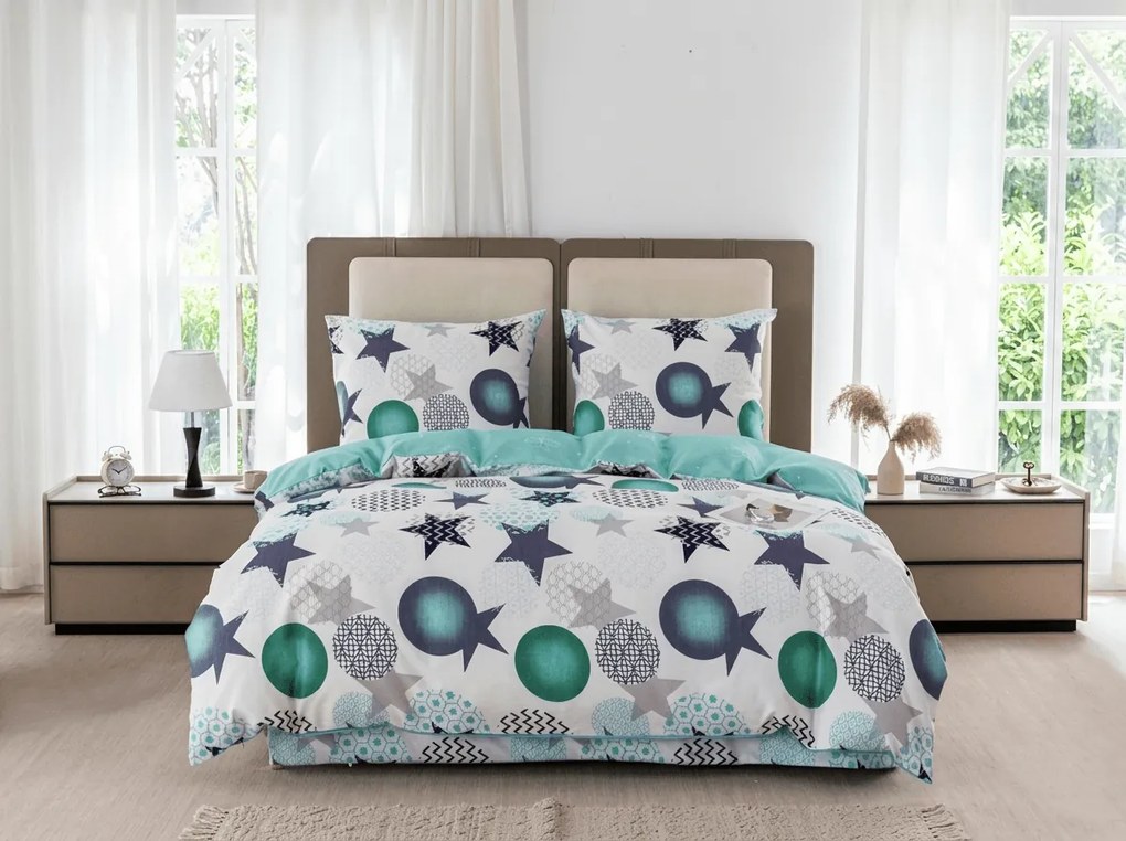 Flanel mikroszálas ágyneműhuzat MINT STARS színes Ágyneműhuzat mérete: 2 db 70 x 90 cm | 200 x 220 cm