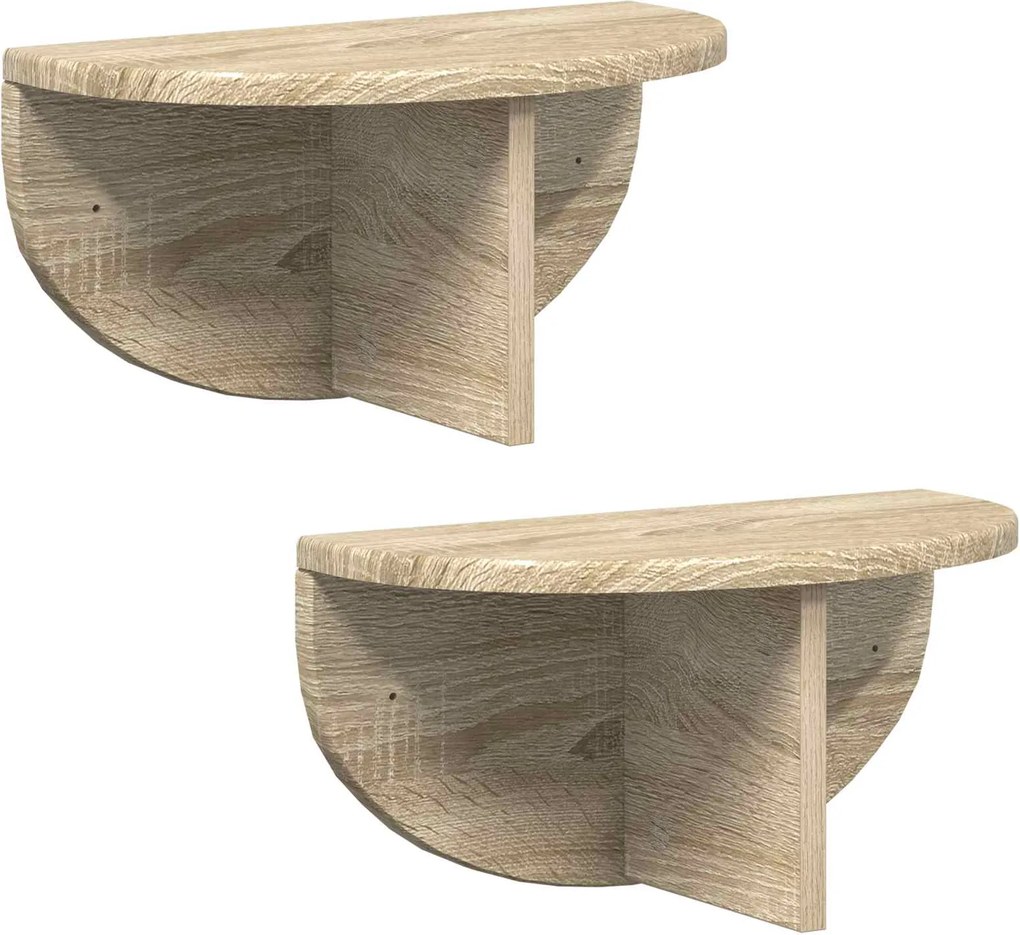 vidaXL Falpolc 2 pcs Sonoma tölgy 38 x 19 x 19 cm Faanyag