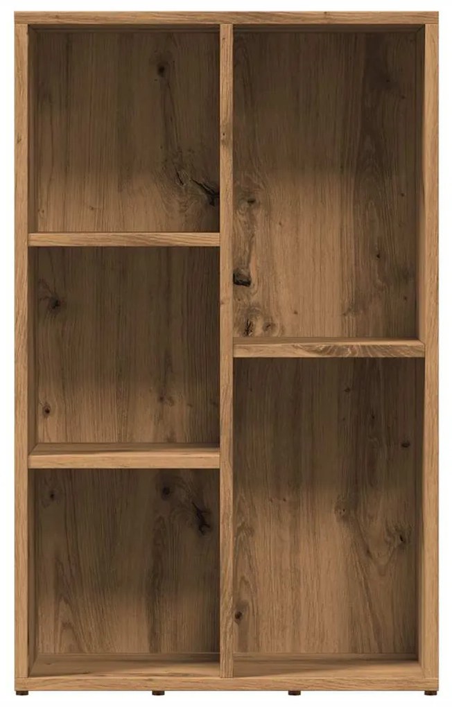 kézműves tölgy színű szerelt fa könyvszekrény 50x25x80 cm