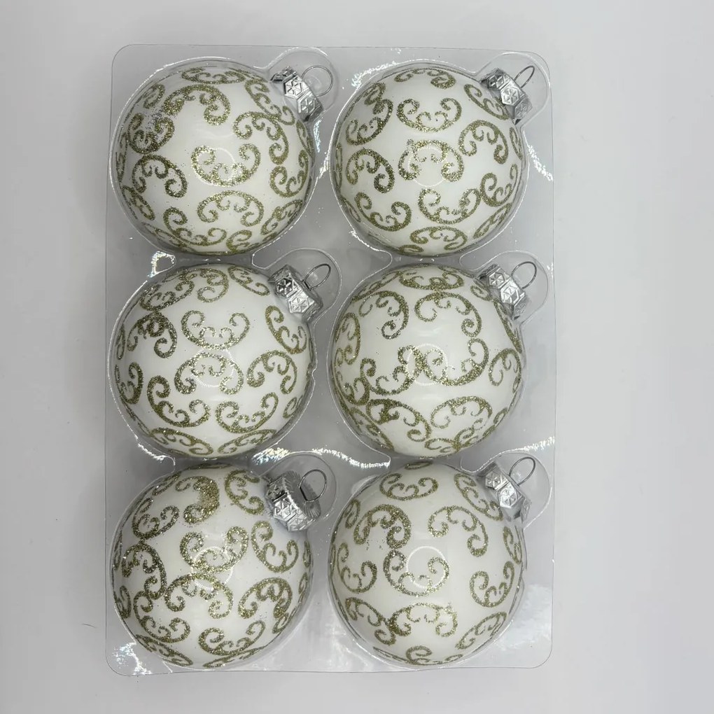 Winter Ornaments kézzel festett üveg karácsonyi gömb szett 6*7cm