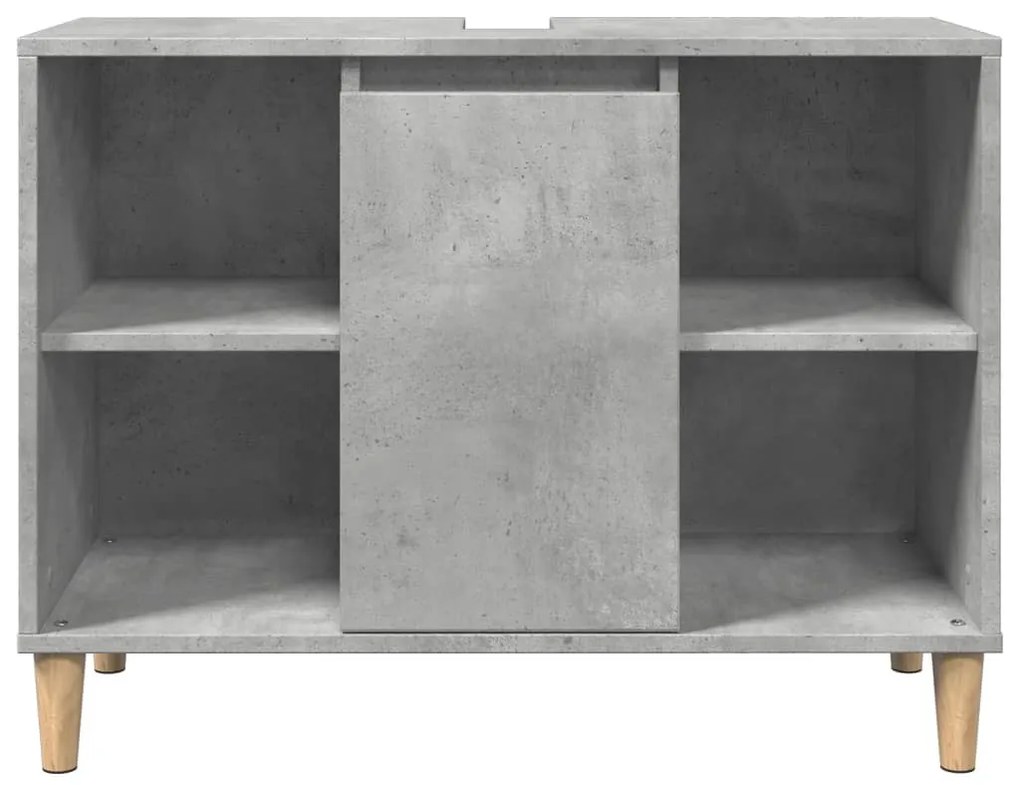 Betonszürke szerelt fa fürdőszobaszekrény 80 x 33 x 60 cm