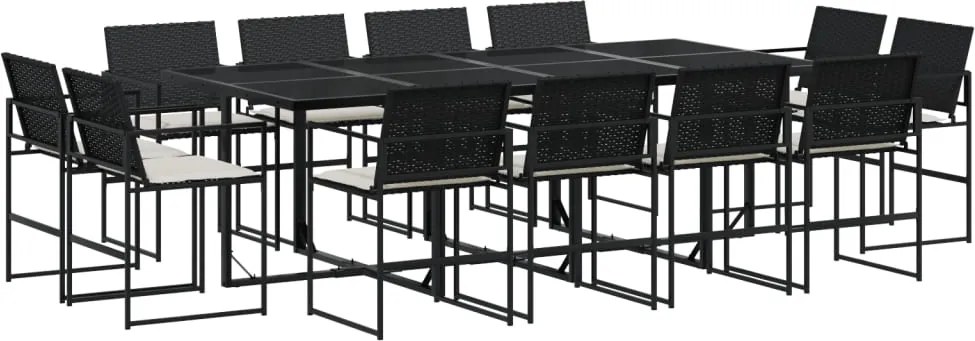 vidaXL 13 részes fekete polyrattan kerti ülőgarnitúra párnákkal