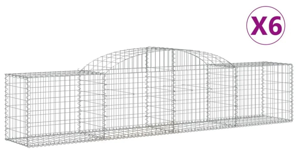 6 db íves horganyzott vas gabion kosár 300x50x60/80 cm
