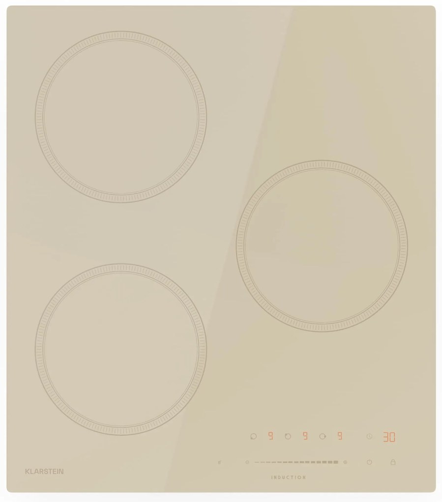 Klarstein Victoria indukciós főzőlap, 45 cm, 6 600 W, 3 főzőzóna, csúszka vezérlés, boost