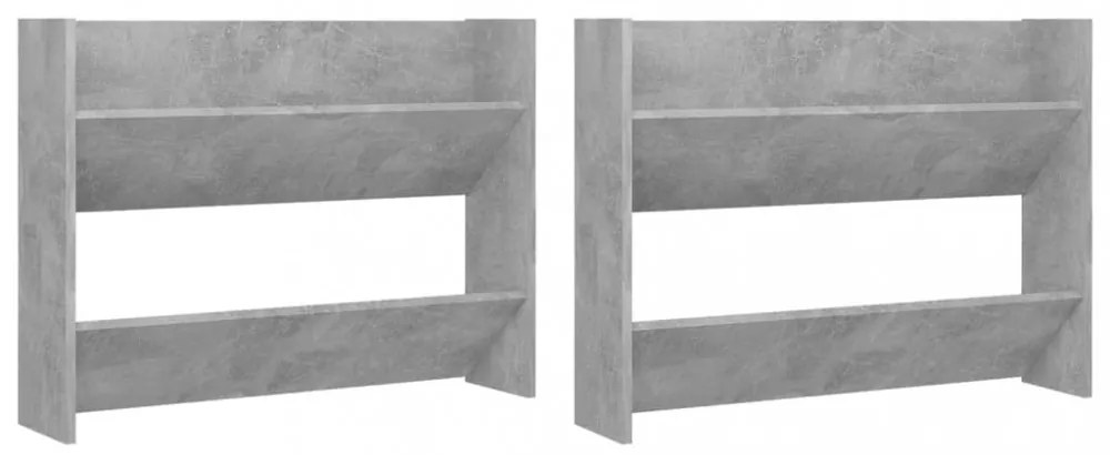 2 db betonszürke forgácslap fali cipősszekrény 80 x 18 x 60 cm