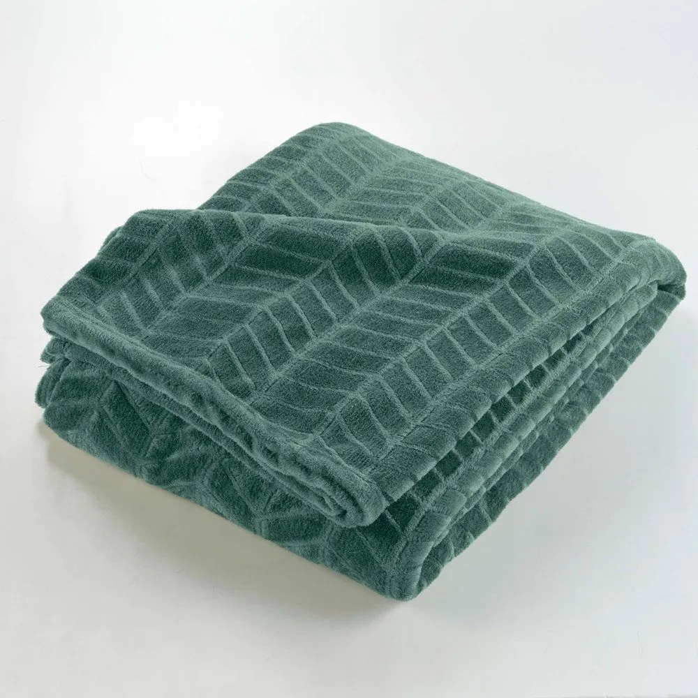 Zöld mikroflanel ágytakaró 180x220 cm Arya – douceur d'intérieur
