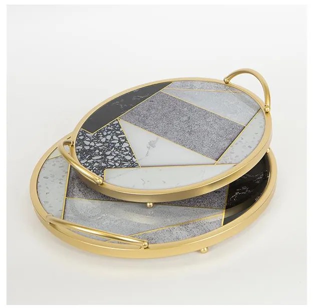 KÉSZLET 2x Dekoratív tálca átm. 35/30 cm arany