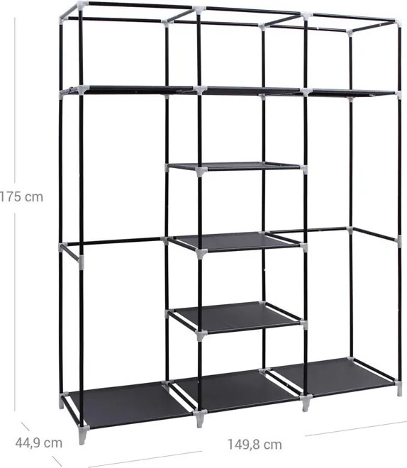 Fogas 150x45x175 cm, fém, fekete BK
