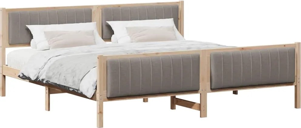 vidaXL Ágykeret fejtámlával Barna és taupe 200 x 200 cm Tömör fenyőfa