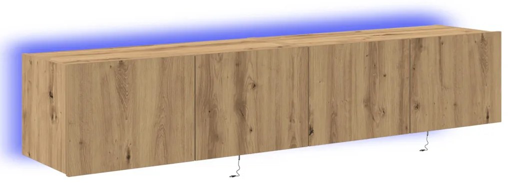 TV Fali Szekrény LED Fényekkel 2 db Kézműves Tölgy 80x35x31 cm