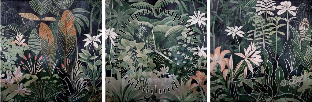 Kép - Festett dzsungel minta (órával) (90x30 cm)