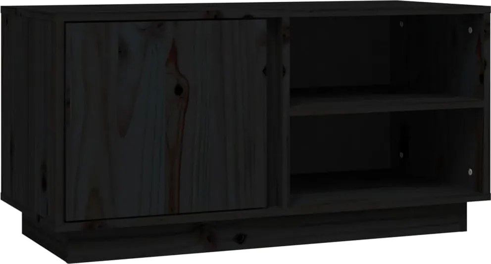 vidaXL fekete tömör fenyőfa TV-szekrény 80 x 35 x 40,5 cm