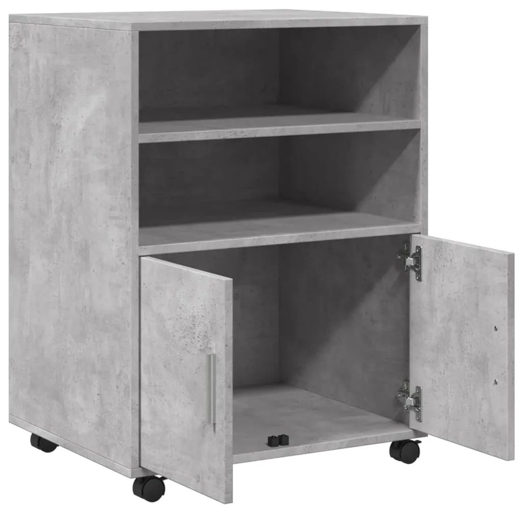 betonszürke szerelt fa kerekes szekrény 60 x 48 x 81 cm