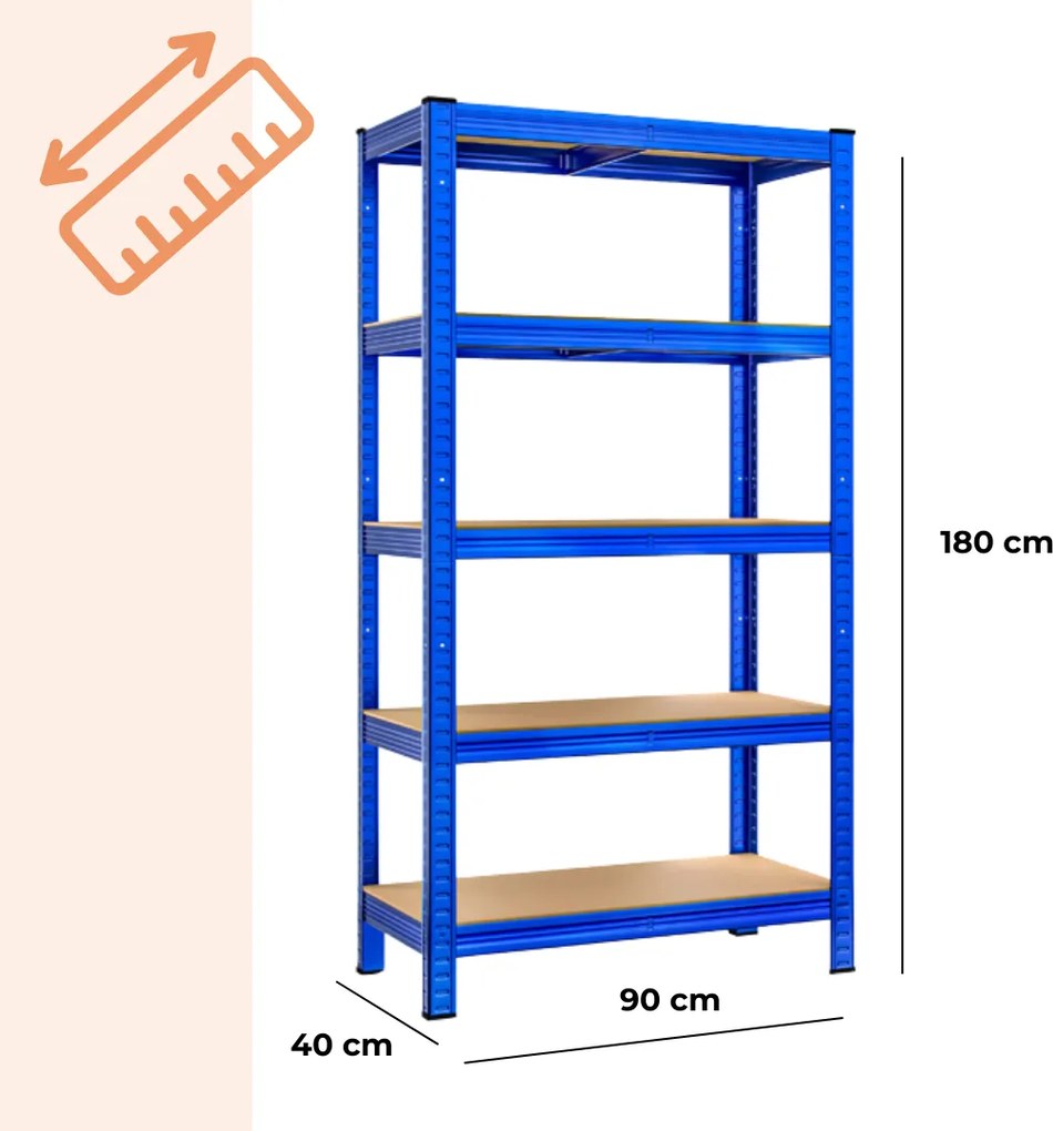 HEAVY nagy teherbírású polc, max 875kg, 90x40x180cm, kék Monzana