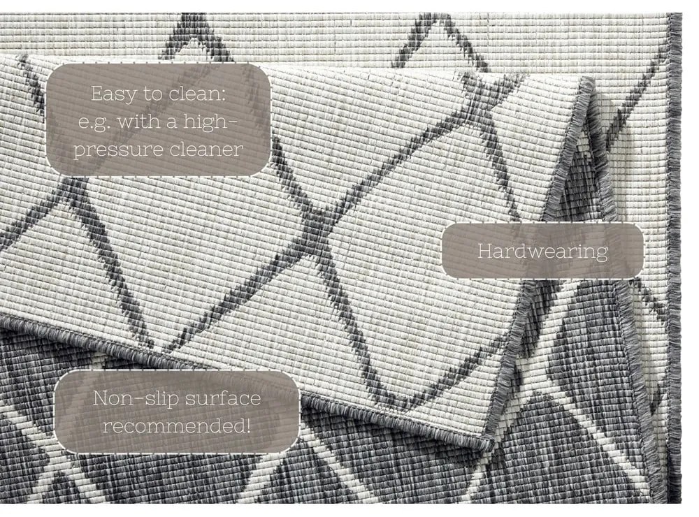 Malaga szürke-krémszínű kültéri szőnyeg, 80 x 250 cm - NORTHRUGS