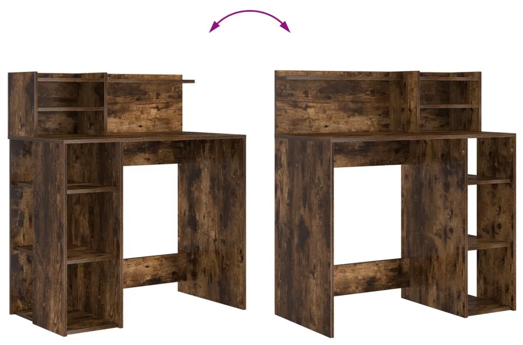 vidaXL Asztal tárolóval Füstölt tölgy 90x48x101.5 cm Szerelt fa
