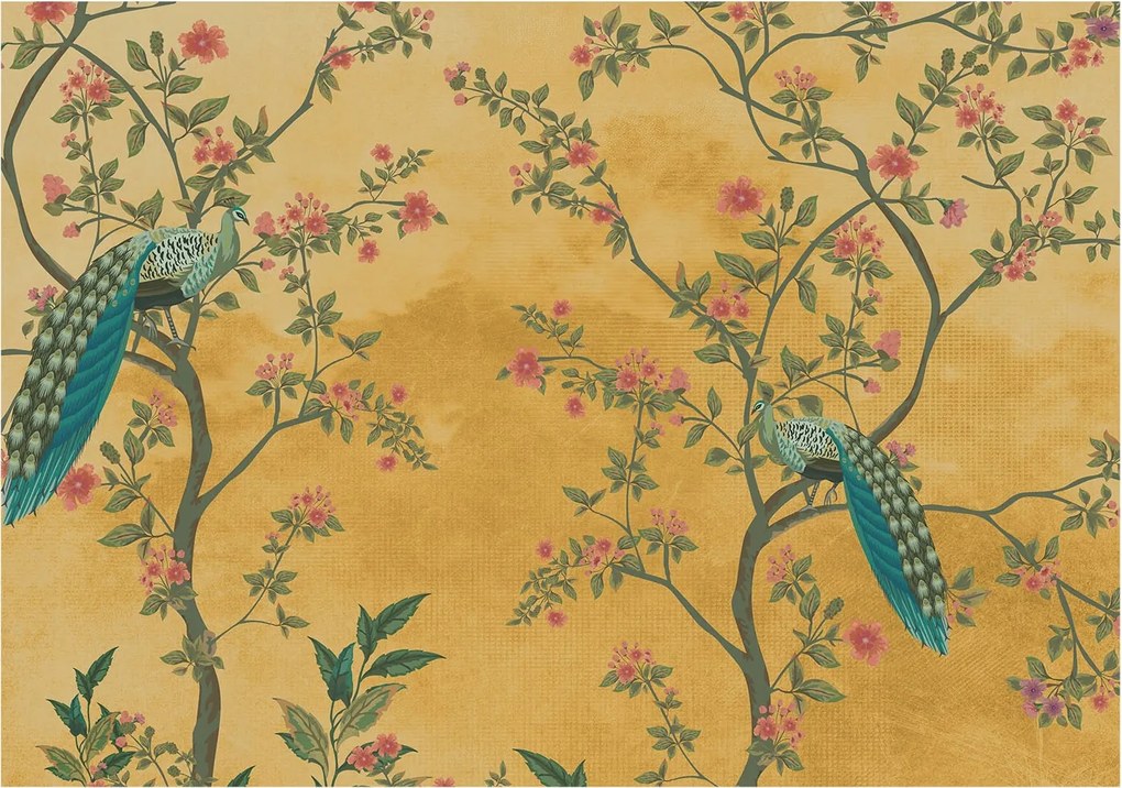 Fotótapéta Flizelina Nappali és Hálószoba Páva fák 312x219 Ragasztó