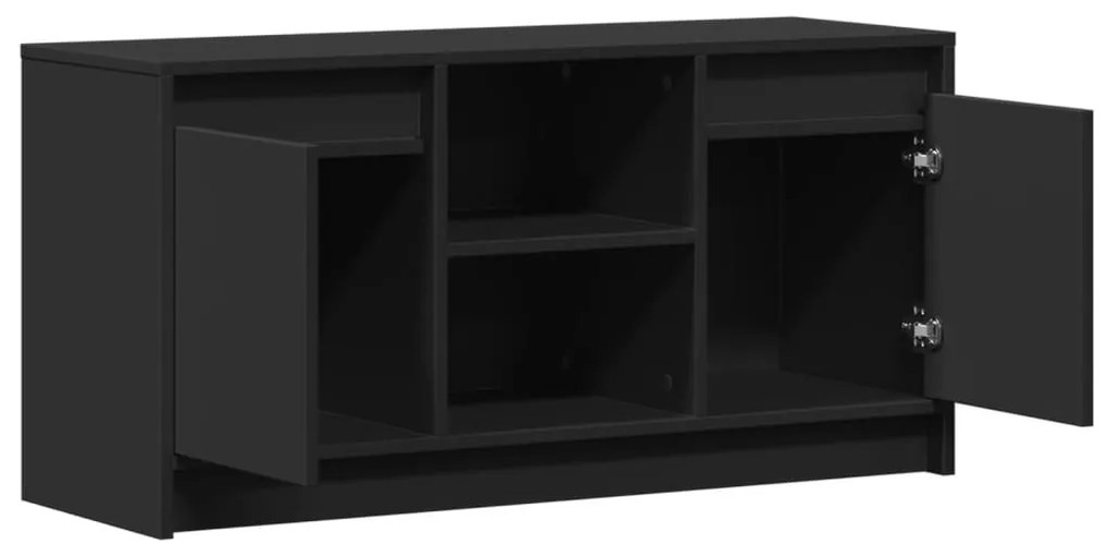 fekete szerelt fa TV-szekrény LED-ekkel 100 x 34 x 50 cm
