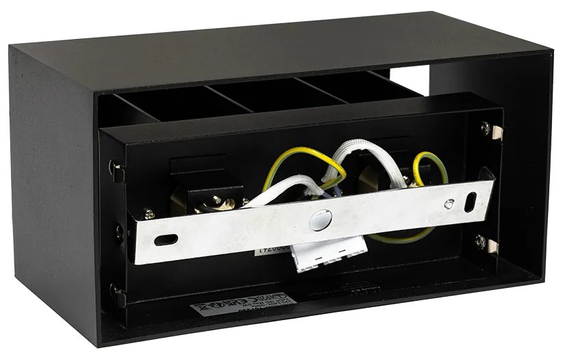 Modern fali lámpa fekete téglalap alakú 2-lámpás - Edwin