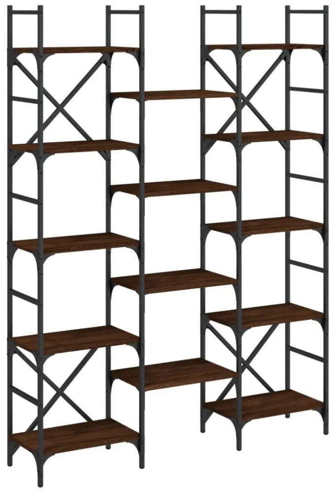 barna tölgyszínű szerelt fa könyvespolc 127,5x28,5x172,5 cm