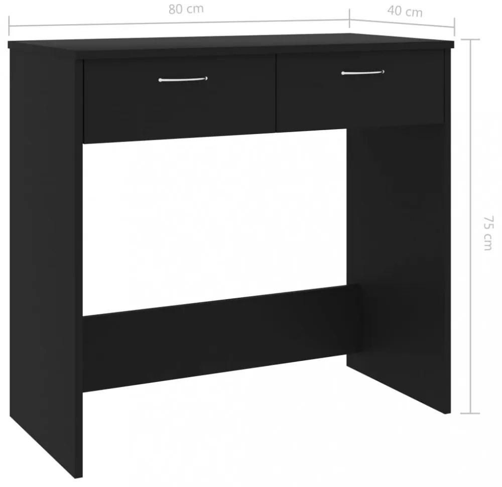 fekete szerelt fa íróasztal 80 x 40 x 75 cm