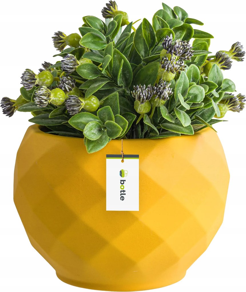 Virágcserép kerámia fedél sárga színben 15,5 cm H14,5 cm matt