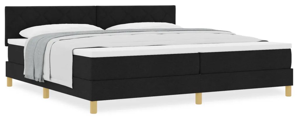 Boxspring Ágy Matraccal Fekete 200x200 cm Szövet