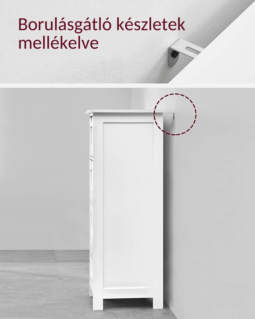 PAULA fürdőszobai szekrény 4 fiókkal, 30x30x82cm, fehér Vasagle