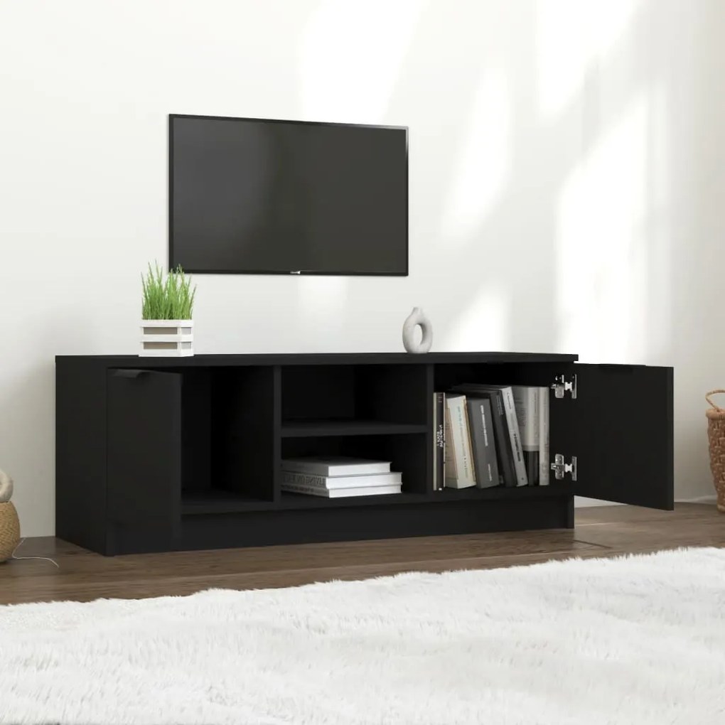 fekete szerelt fa TV-szekrény 102 x 35 x 36,5 cm