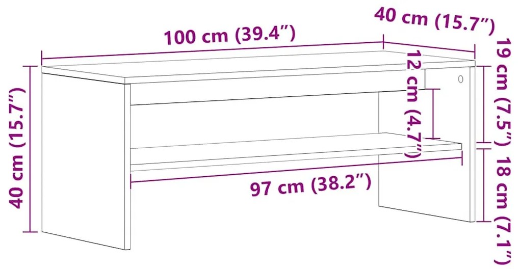 fekete tölgy szerelt fa TV-szekrény 100 x 40 x 40 cm