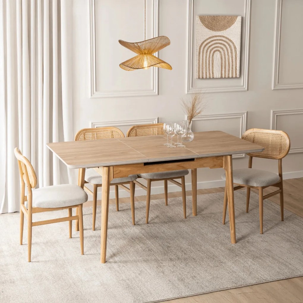 Kerámia Étkezőasztal Tölgy Színben. SAMER 138–178 cm