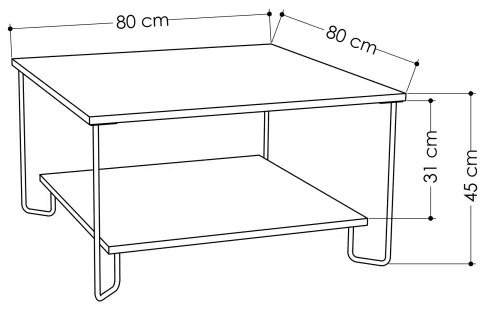 Kávésasztal MARBO 45x80 cm szürke