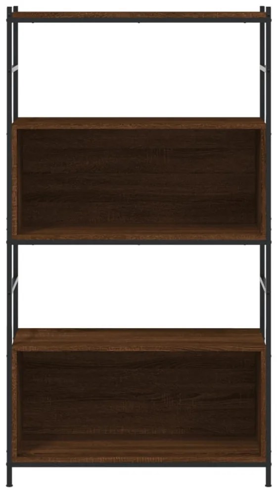 barna tölgyszínű szerelt fa és vas íróasztal 80 x 30 x 145,5 cm