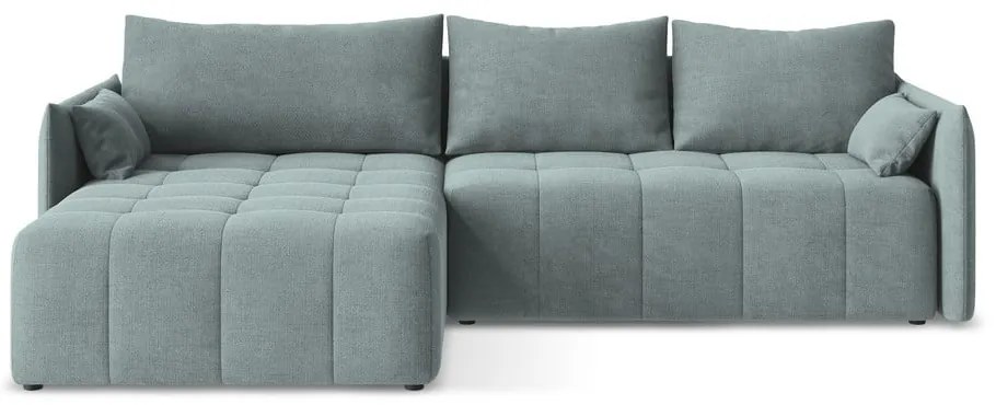 Kék kinyitható-tárolóhelyes sarokkanapé (bal oldali-heverő résszel) Moku – Makamii